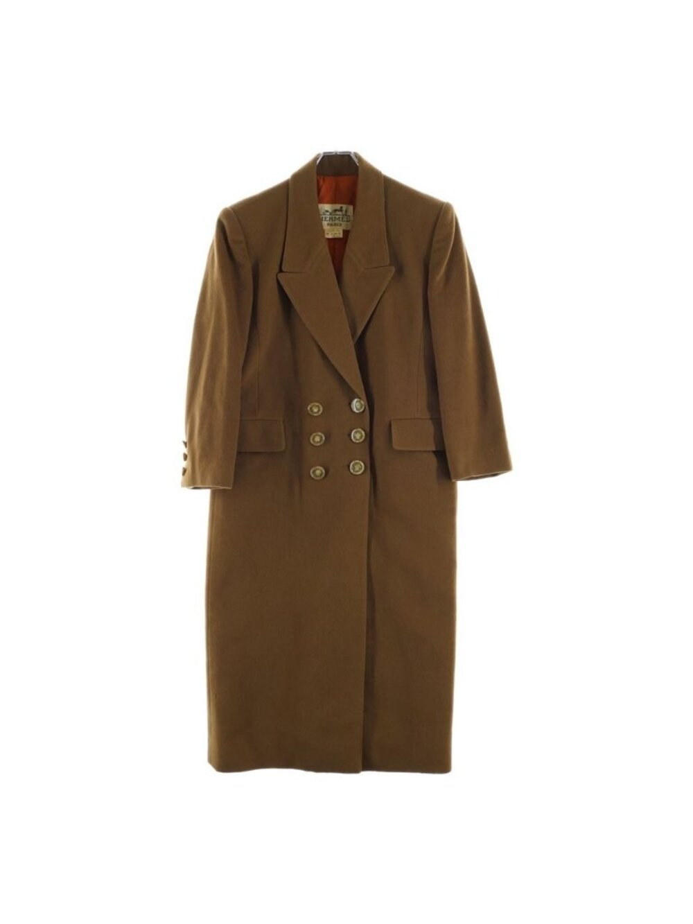 Hermes Cashmere Double Long Coat Brown 38